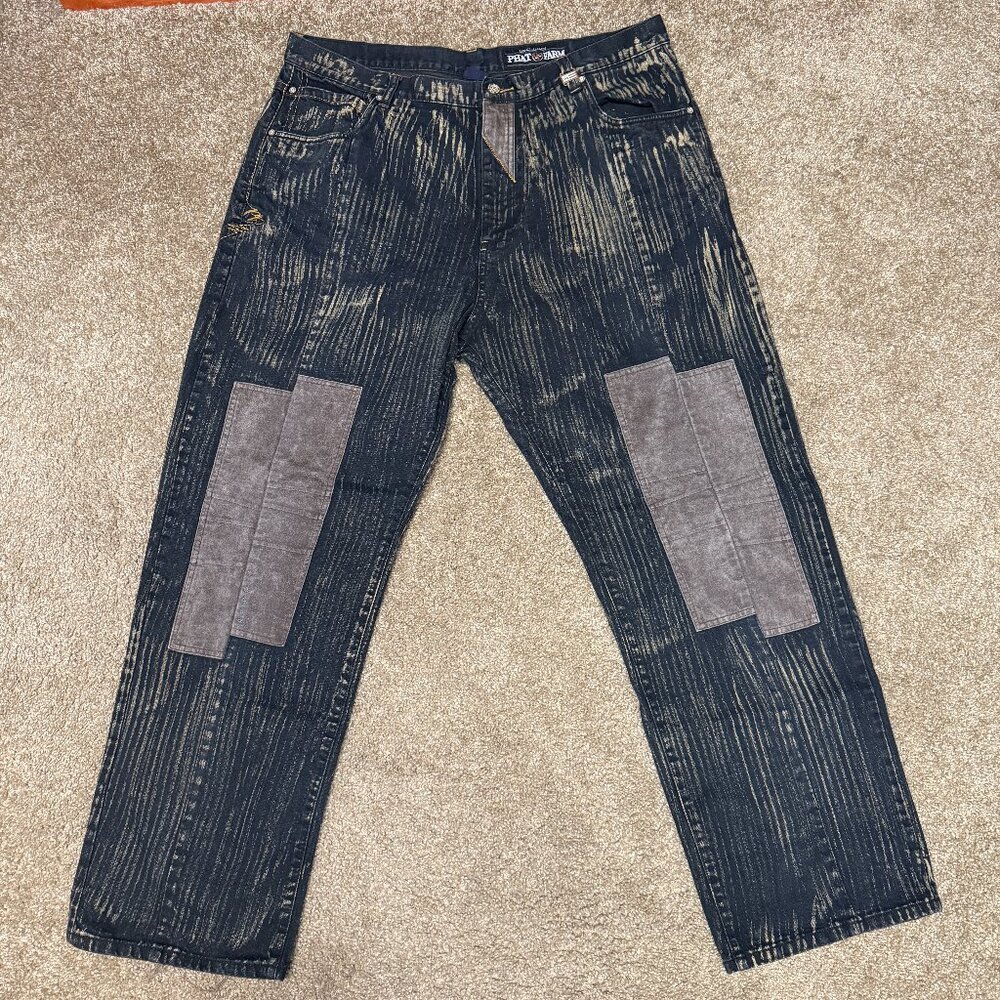 Vintage Phat Farm Straight Leg Jeans Mens 40x33 Black Patch Cotton High Rise